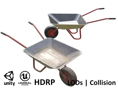 Game-ready Wheelbarrow - Unity - HDRP - UE4 3D Model Pack