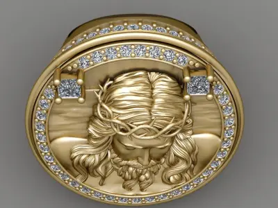 Jesus Diamond Ring 3d Print Model  3D print model