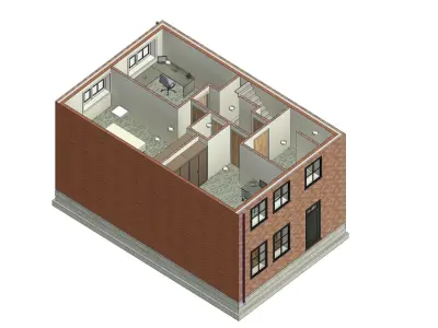 Half-open house with 3 bedrooms - 3D model 3D model