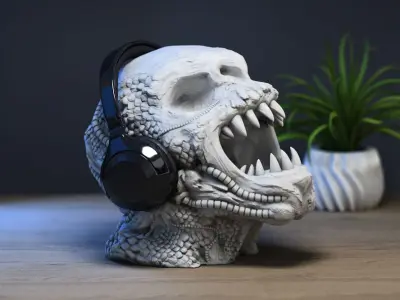 Demon Robot Headphone Stand  Beast Cyborg Headset Stand 3D print model