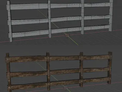 Fence Low Poly wooden shelf Low-poly 3D model