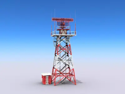 Big Radar Tower Low-poly 3D model