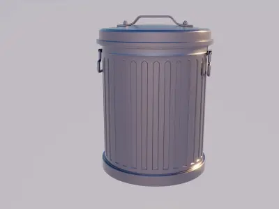 Old garbage bin Low-poly 3D model