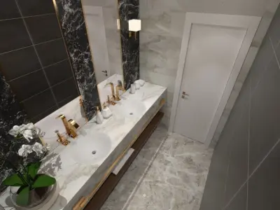 modern bathroom Low-poly 3D model