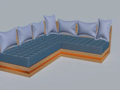 Chesterfield Corner Cotton Sofa 3D model