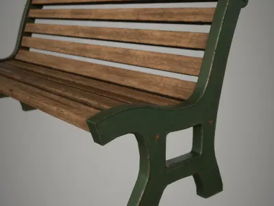 Park Bench Cast Iron Low-poly 3D model