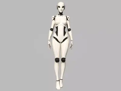 Sleek Female Android Robot Model Low-poly 3D model