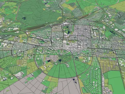 Karlsruhe Germany 30x30km 3D City Map 3D model