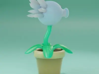 Snow peas from plants vs zombies Low-poly 3D model