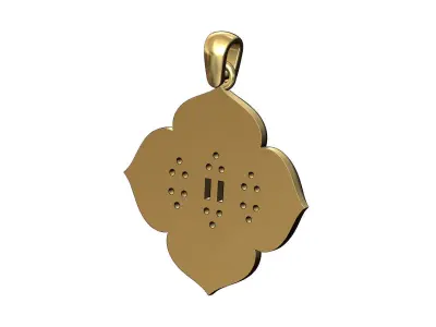 Floral window baguette and diamonds clusters pendant with bail 3D print model