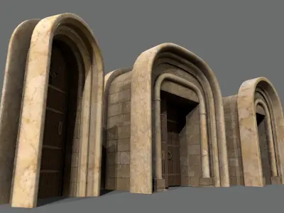 Medieval Door Set Low-poly 3D model
