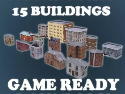 Low Poly Game Buildings Pack 01 Low-poly 3D model