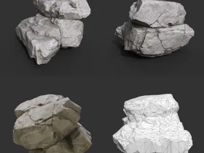 Gray Horizontal Rock Modular 221123 - Ultra HD 16K Texture Low-poly 3D model