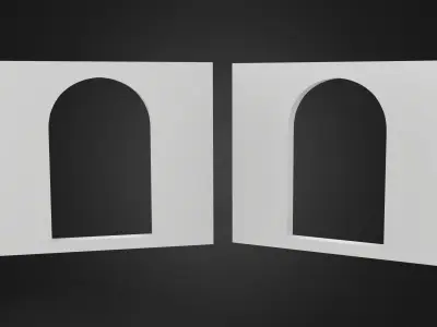 Arched Window Cutout Wall Low-poly 3D model