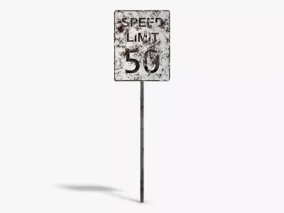 Damaged Speed Limit Sign Low-poly 3D model