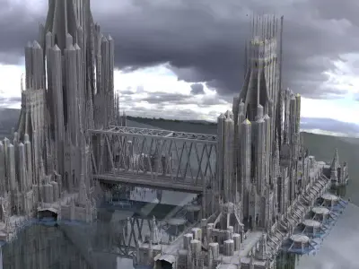 Sci-Fi Industrial Tower Fortress Complex 3D model