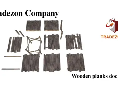 Wooden planks dock set 3D Model 3D model