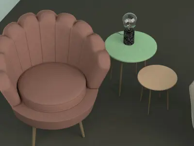 Table Lamp and Two Side Tables 3D model