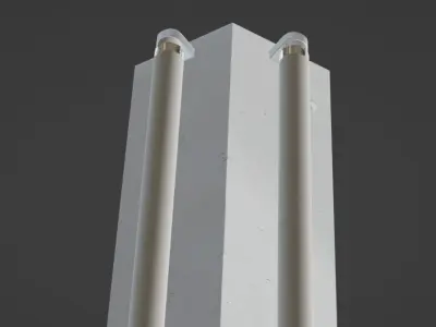 Fluorescent Strip Light Low-poly 3D model