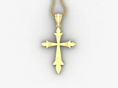 Light Gold 18K Cross Pendant 2CP064 3D print model