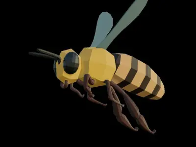 Low Poly Flying Bee Free low-poly 3D model