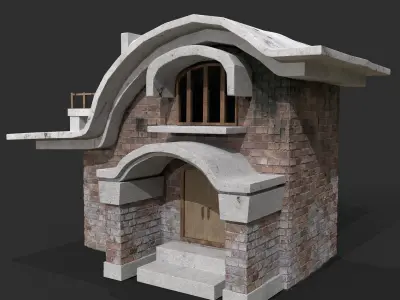 3D Game House with PBR Texturing Low-poly 3D model