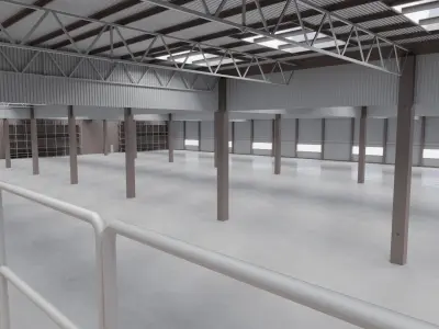 Factory Hall Interior 7 Low-poly 3D model