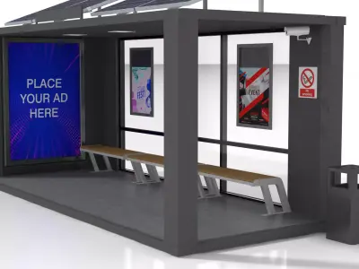 20 Foot Container Bus Stop 3D model
