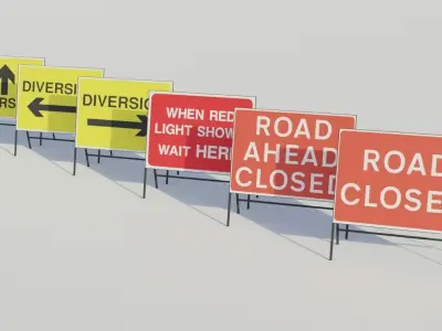 Temporary Traffic Sign - Low-poly PBR Low-poly 3D model