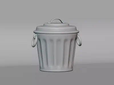 Metal trash can Low-poly 3D model