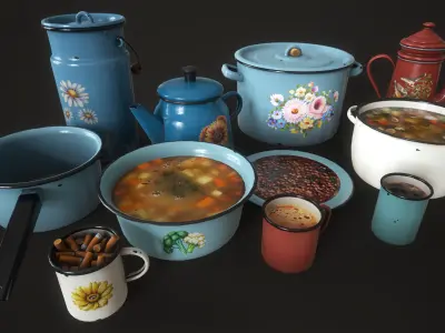 Enamel tableware set