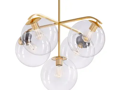 Collective 5 chandelier with five glass globes 3D model