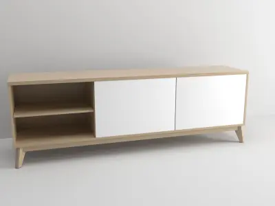 Tv bench wood - white  Free 3D model