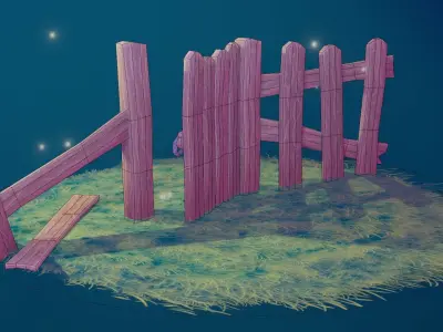 Stylized Fence - Low-Poly Low-poly 3D model