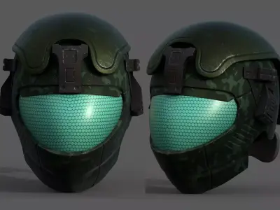 Helmet scifi military combat 3d model low poly  Low-poly 3D model
