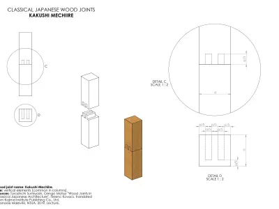 Kakushi Mechiire - Classical Japanese Wood Joint Free 3D model
