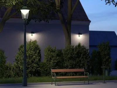 vienna public park furniture set 3D model