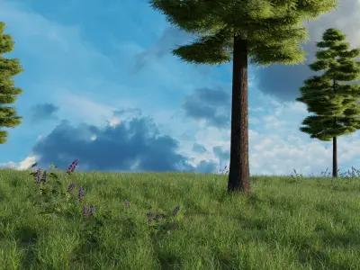 Nature Scene with Realistic Pine Tree 3D model