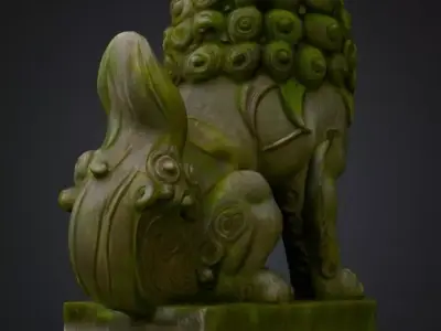 Realistic Japanese Komainu Guardian Lion-Dog 3D Model 3D model