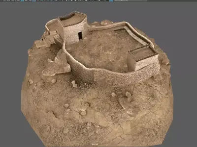 Old-Fort castle Low-poly 3D model