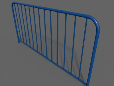 PBR Pedestrian Guard Rail Blue V1 Low-poly 3D model