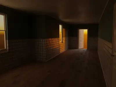 Classical American House with interior Low-poly 3D model