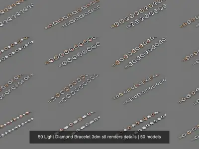 50 Light Diamond Bracelet 3dm stl renders details 3D Model Pack