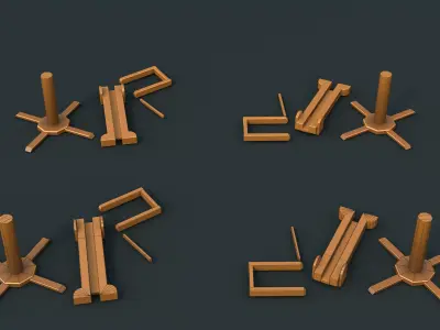 Siege Mashines PACK Low-poly 3D model