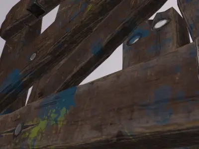 Wooden Door Destroy Low-poly 3D model