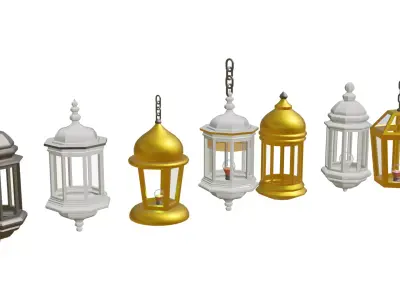 Ramadan Lantern Set Arabic Fanous 3D Models Low-poly 3D model