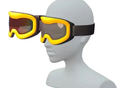 Cartoon High Poly Subdivision Ski Goggles Low-poly 3D model