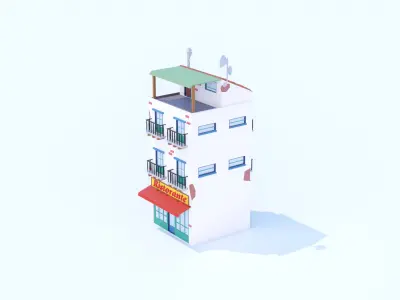 Italian Building number 6 Lowpoly Low-poly 3D model