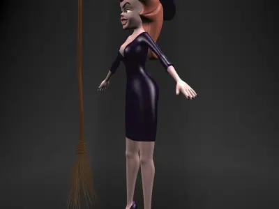 Cartoon Witch Rigged Low-poly 3D model