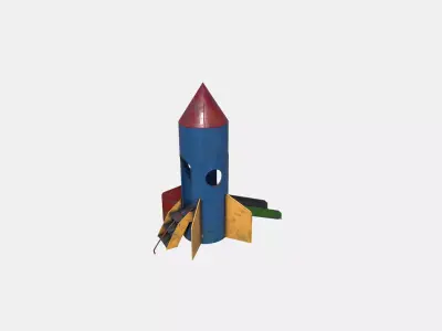 Old Rusty Rocket Slide Low-poly 3D model